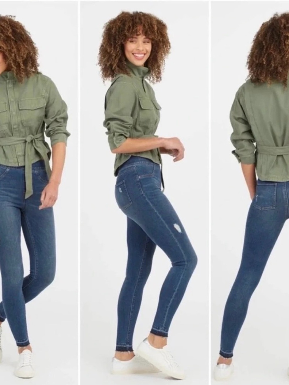 SPANX Mid Blue High-Rise Skinny Jeans - Picture 2 of 9